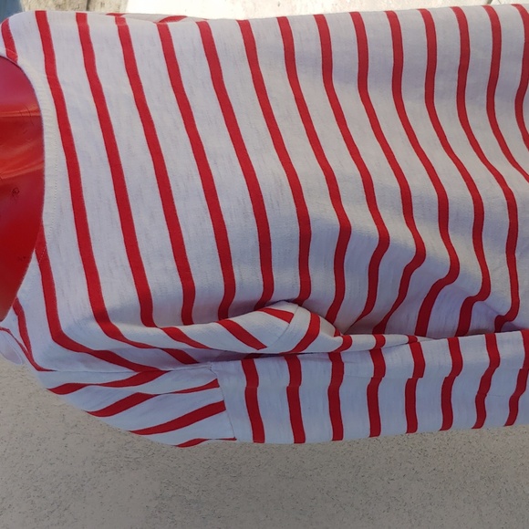 Levi's Women's Striped Red and Cream White Boat Neck Top with Tie back,Large - Picture 2 of 10